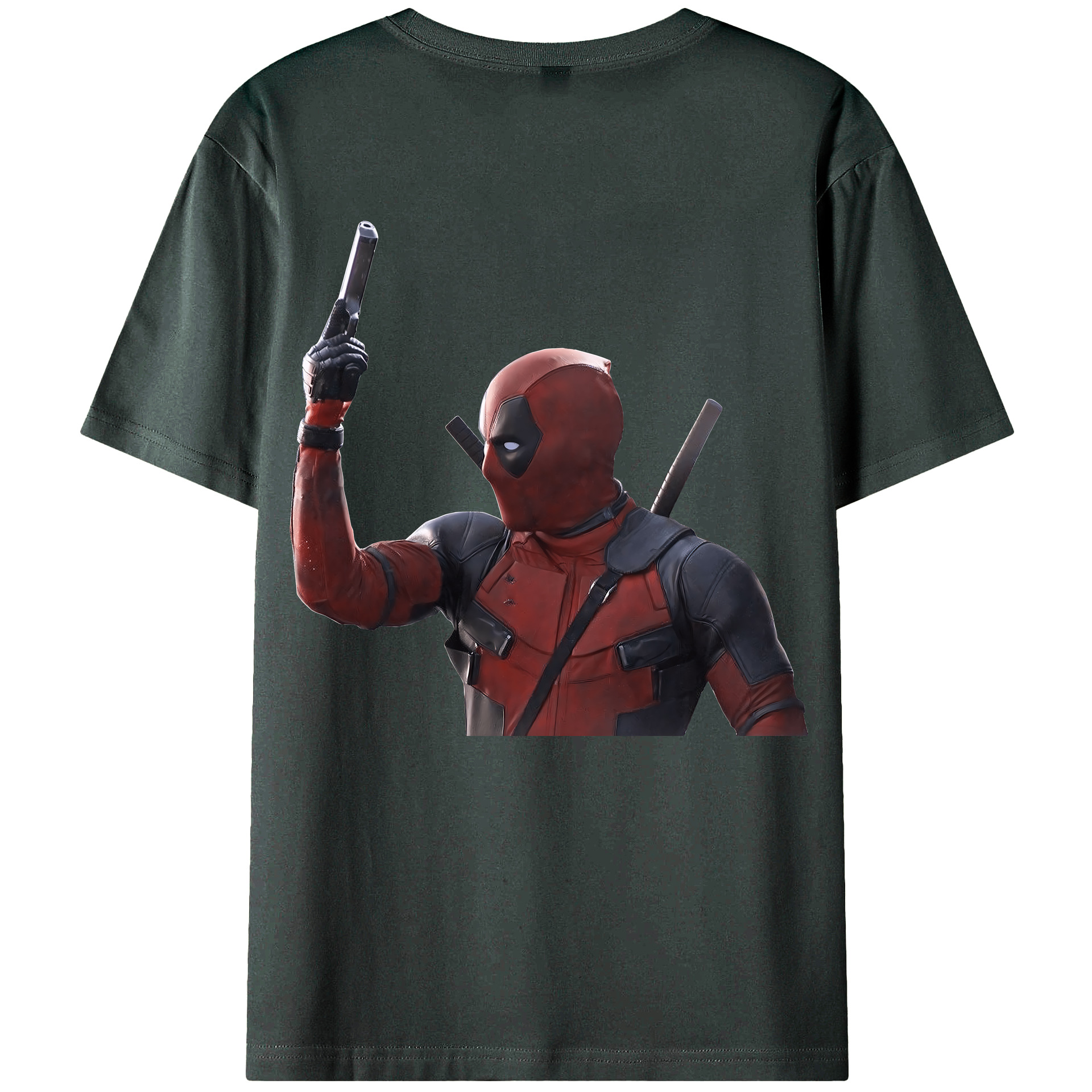 （画像用） Deadpool デッドプール 綿100％ メンズ半袖Tシャツ（バックプリント） 通気性